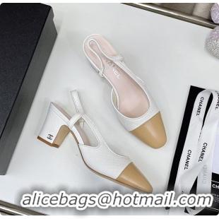 Perfect Chanel Slingback White Heels 6080307