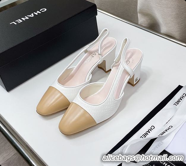 Perfect Chanel Slingback White Heels 6080307