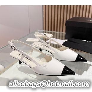 Classic Hot Chanel Slingback Black and white Shoes 6080308