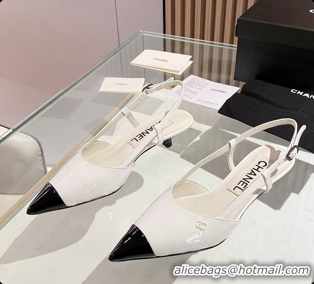 Classic Hot Chanel Slingback Black and white Shoes 6080308