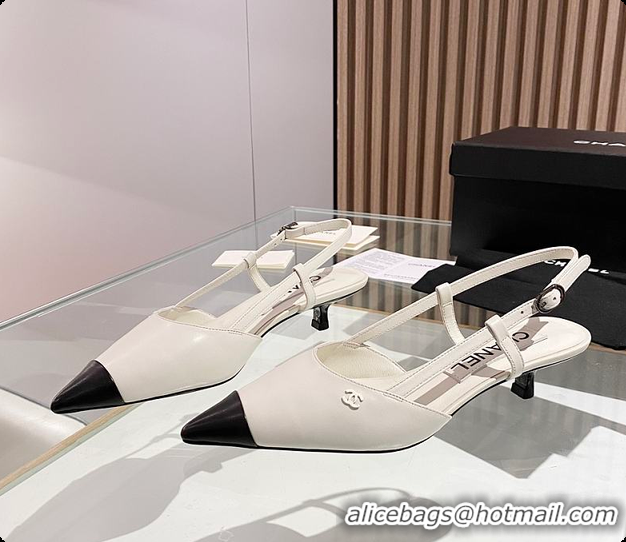 Classic Hot Chanel Slingback Black and white Shoes 6080308