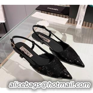 Pretty Style Chanel Slingback Black Shoes 6080308