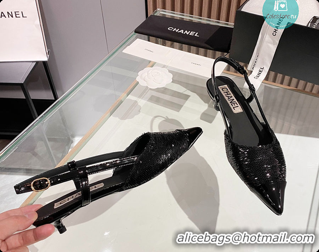 Pretty Style Chanel Slingback Black Shoes 6080308