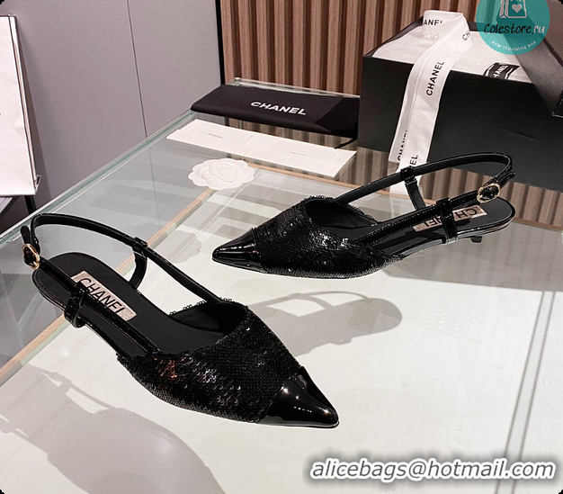 Pretty Style Chanel Slingback Black Shoes 6080308