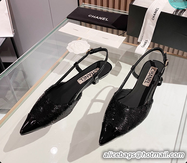Pretty Style Chanel Slingback Black Shoes 6080308