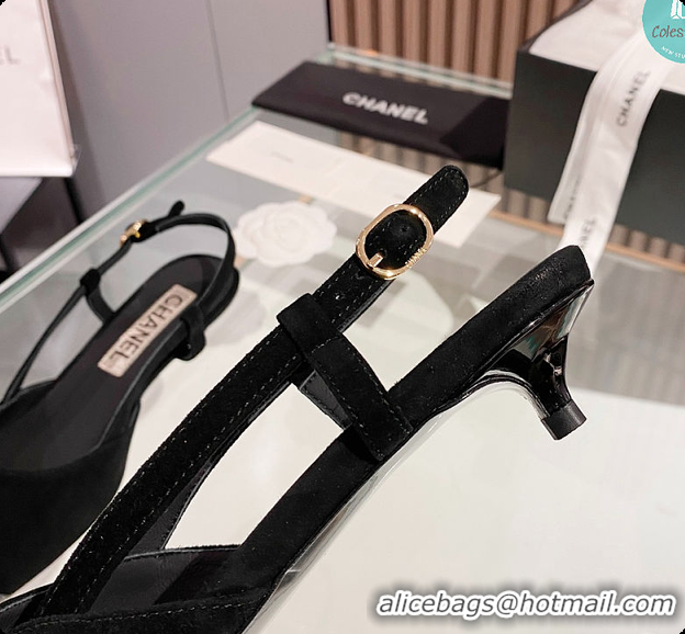 Pretty Style Chanel Slingback Black Shoes 6080308