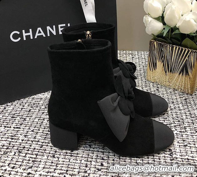 Buy Discount Chanel Suede Kidskin & Grosgrain Black 6080404