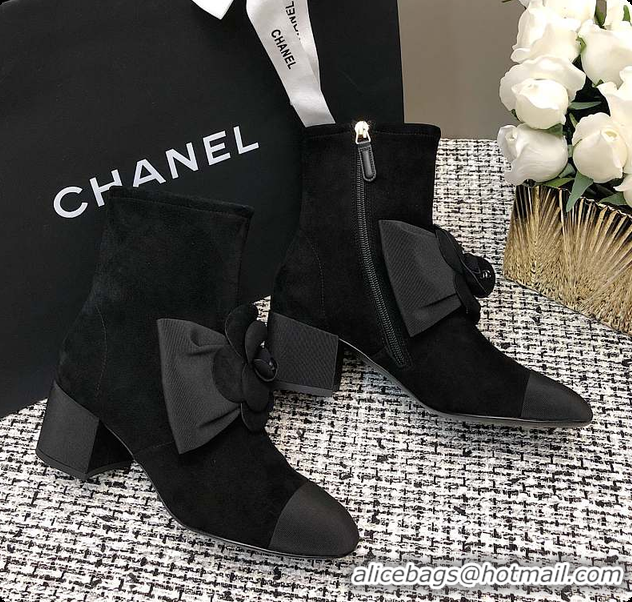Buy Discount Chanel Suede Kidskin & Grosgrain Black 6080404