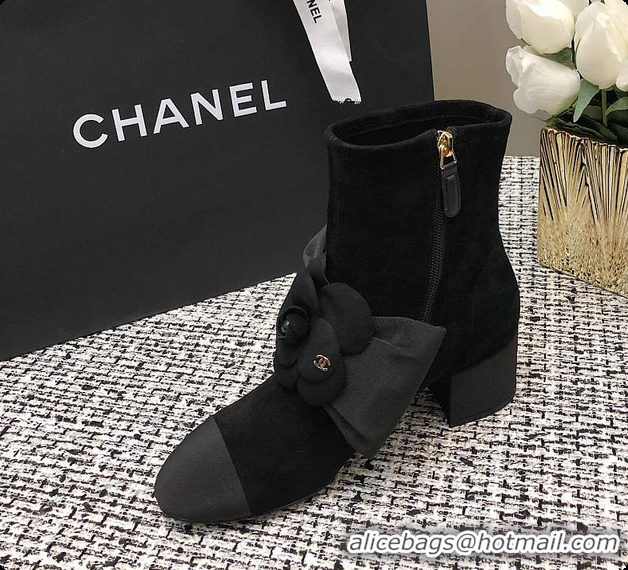 Buy Discount Chanel Suede Kidskin & Grosgrain Black 6080404
