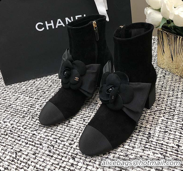 Buy Discount Chanel Suede Kidskin & Grosgrain Black 6080404