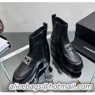 Duplicate Chanel Low Boots Black 6080406
