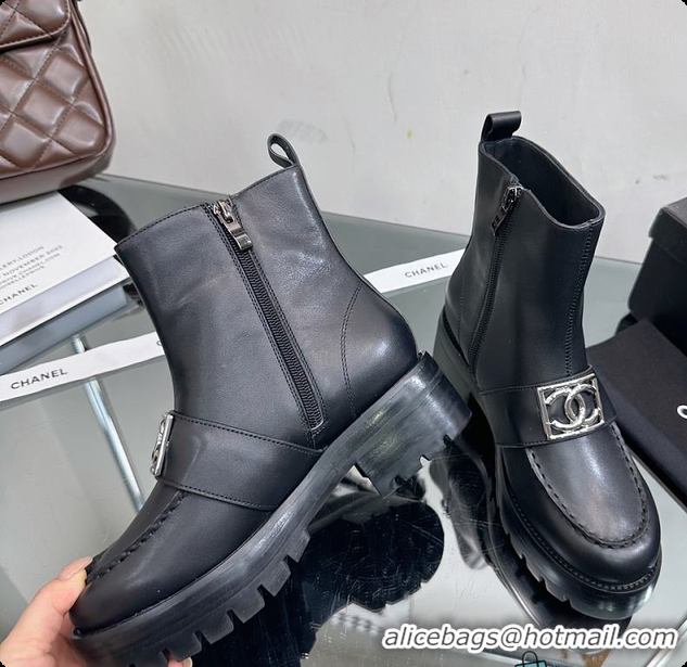 Duplicate Chanel Low Boots Black 6080406