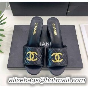 Stylish Chanel Slipper Black 6cm 6080407