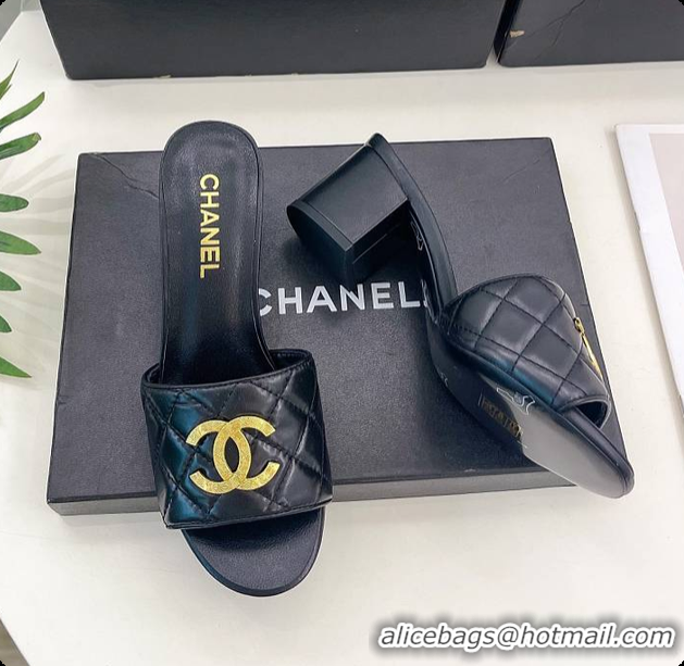Stylish Chanel Slipper Black 6cm 6080407