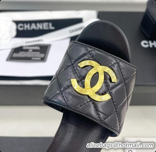 Stylish Chanel Slipper Black 6cm 6080407