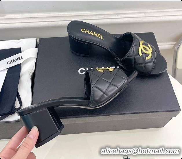 Stylish Chanel Slipper Black 6cm 6080407