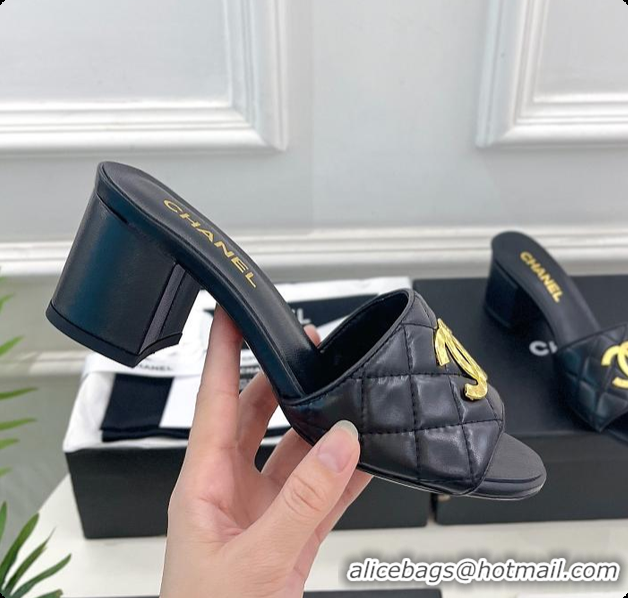 Stylish Chanel Slipper Black 6cm 6080407