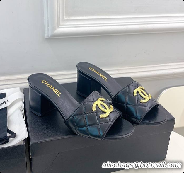 Stylish Chanel Slipper Black 6cm 6080407