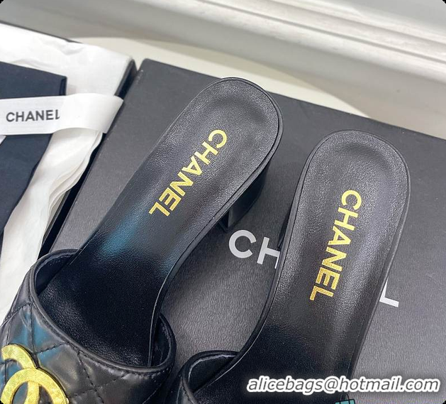 Stylish Chanel Slipper Black 6cm 6080407