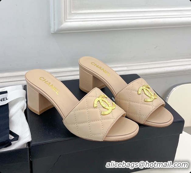 Top Grade Chanel Slipper Beigh 6cm 6080407