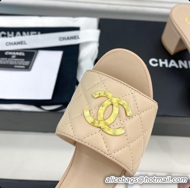 Top Grade Chanel Slipper Beigh 6cm 6080407