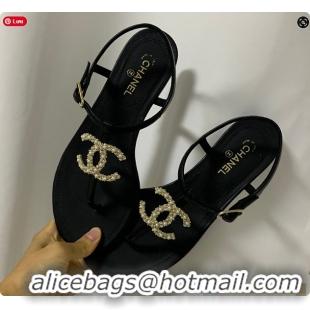 Good Product Chanel Gold Pearl Leather Sandals 6080408