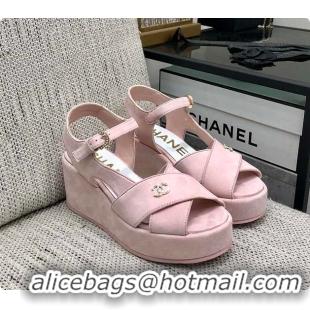 Stylish Chanel Sandals Velvet Pink 6080409