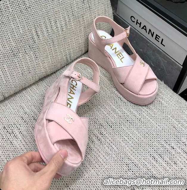 Stylish Chanel Sandals Velvet Pink 6080409