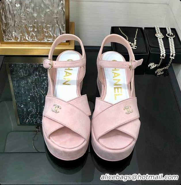 Stylish Chanel Sandals Velvet Pink 6080409