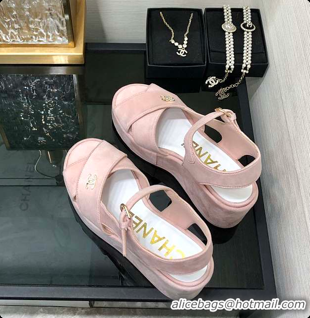 Stylish Chanel Sandals Velvet Pink 6080409