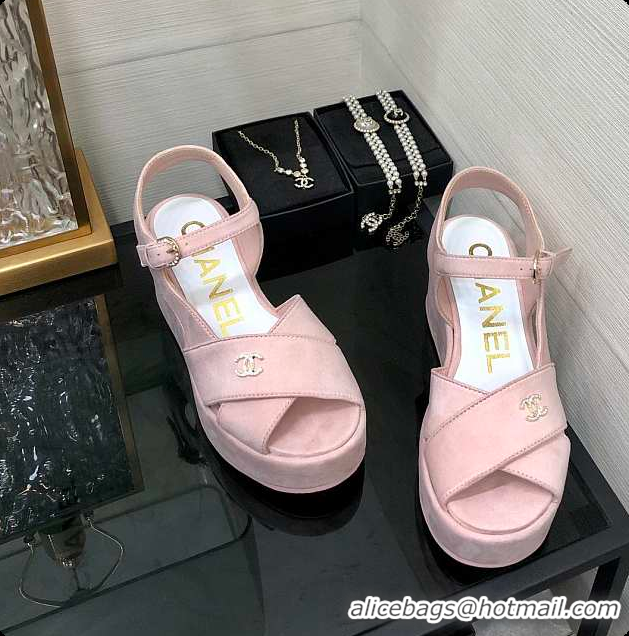 Stylish Chanel Sandals Velvet Pink 6080409