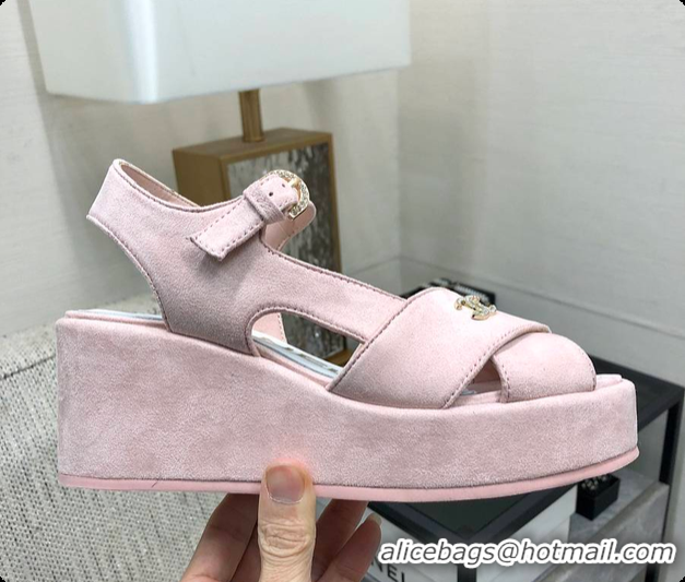 Stylish Chanel Sandals Velvet Pink 6080409
