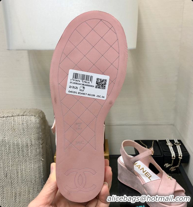Stylish Chanel Sandals Velvet Pink 6080409