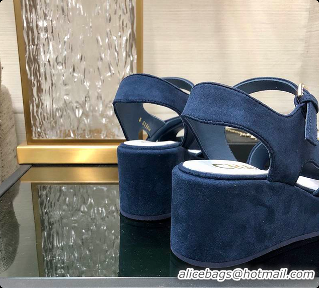 Cheap Price Chanel Sandals Velvet Blue 6080410