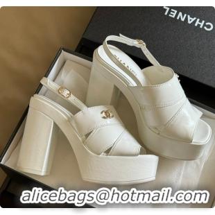 Big Discount Chanel Sandals White Patent 6080411