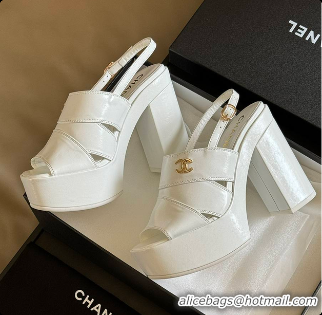 Big Discount Chanel Sandals White Patent 6080411