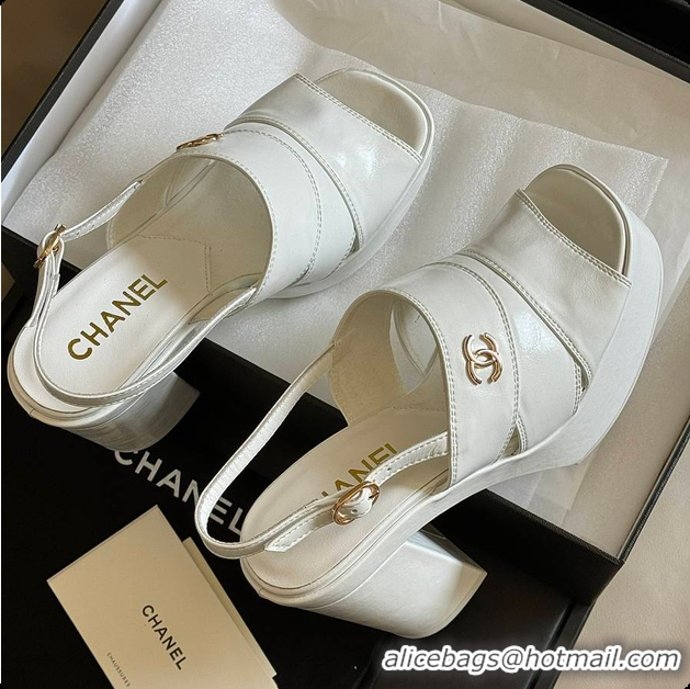 Big Discount Chanel Sandals White Patent 6080411