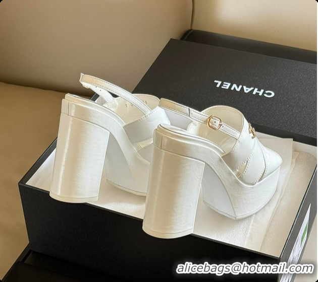 Big Discount Chanel Sandals White Patent 6080411