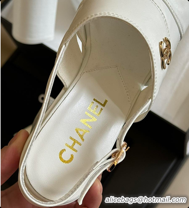 Big Discount Chanel Sandals White Patent 6080411