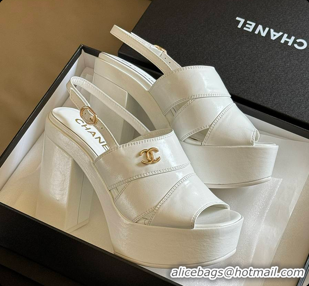 Big Discount Chanel Sandals White Patent 6080411