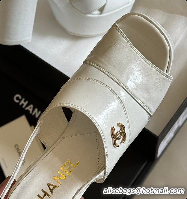 Big Discount Chanel Sandals White Patent 6080411