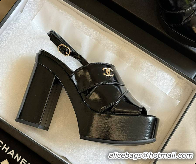 Good Looking Chanel Sandals Black Patent 6080411