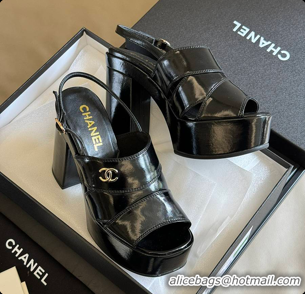 Good Looking Chanel Sandals Black Patent 6080411