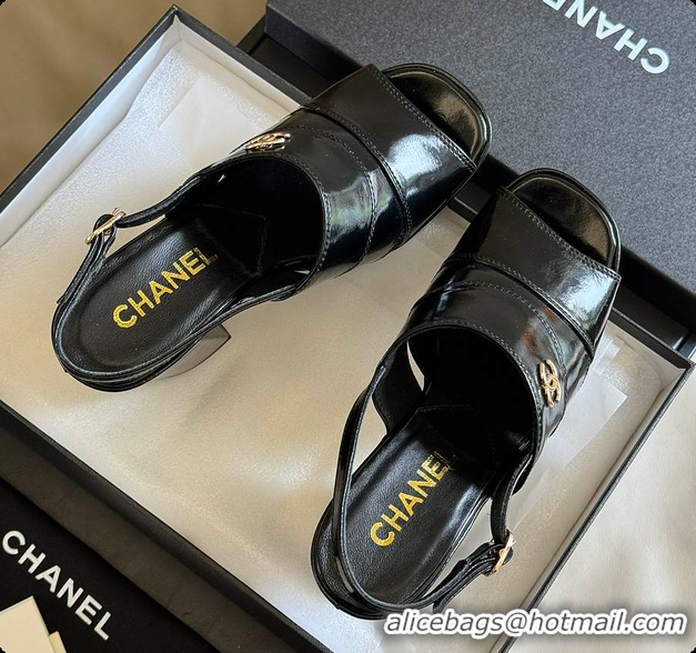 Good Looking Chanel Sandals Black Patent 6080411