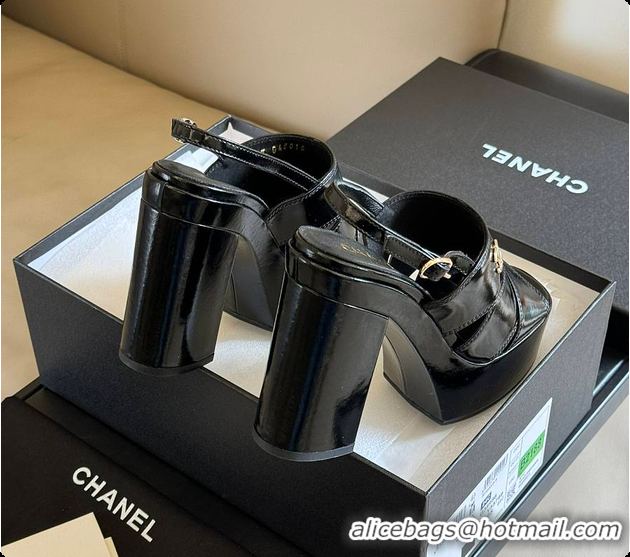 Good Looking Chanel Sandals Black Patent 6080411