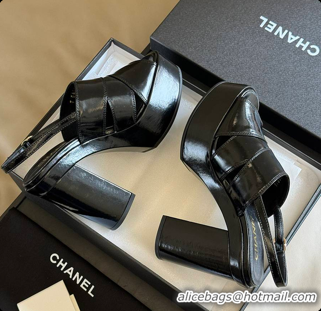 Good Looking Chanel Sandals Black Patent 6080411