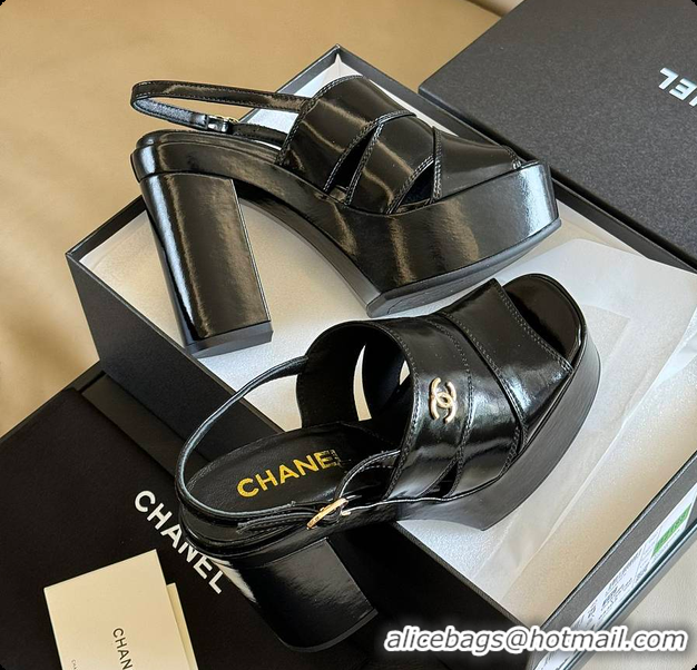 Good Looking Chanel Sandals Black Patent 6080411