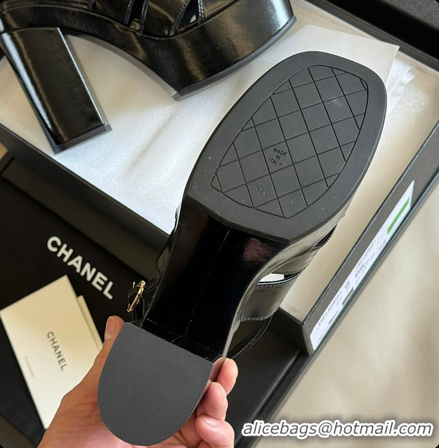 Good Looking Chanel Sandals Black Patent 6080411