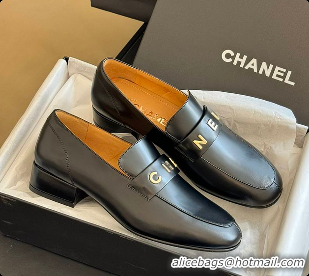 Low Cost Chanel Black Loafer Women 6080412
