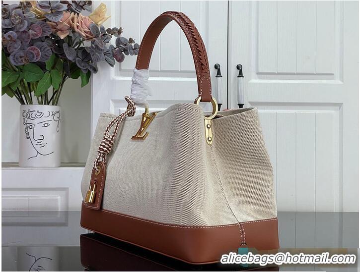 Hot Style Louis Vuitton Capucines Weekender Tan Canvas and cowhide leather M27065